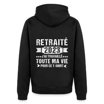 Retraité 2023 humour retraite cadeau pour retraité - Veste à capuche bio Premium Unisexe - noir - Dos - Nico (187cm)