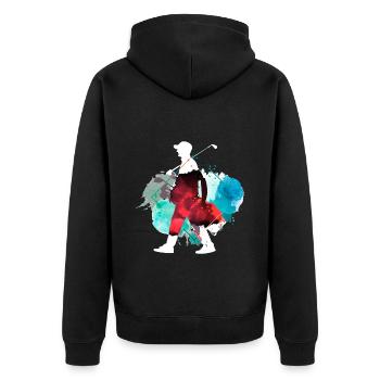 Golf Golfen Golfspieler Sport Hobby Club Bunt - Unisex Premium Bio Zip Hoodie - Schwarz - Hinten - Nico (187cm)