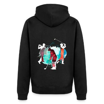 Golf Golfen Golfspieler Sport Hobby Club Bunt - Unisex Premium Bio Zip Hoodie - Schwarz - Hinten - Nico (187cm)
