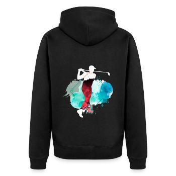 Golf Golfen Golfspieler Sport Hobby Club Bunt - Unisex Premium Bio Zip Hoodie - Schwarz - Hinten - Nico (187cm)