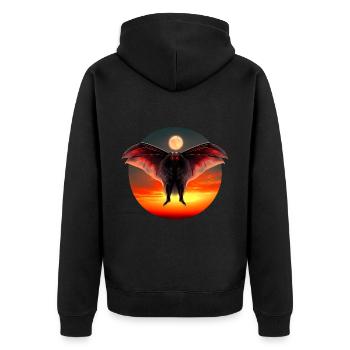 Mothman au coucher du soleil - Veste à capuche bio Premium Unisexe - noir - Dos - Nico (187cm)