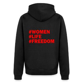 Women life freedom - Unisex Premium Organic Zip Hoodie - black - Back - Nico (187cm)