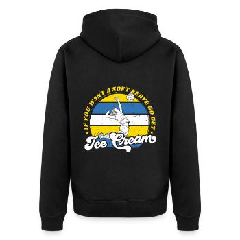 Volleyball Motiv Volley Spruch Geschenk - Unisex Premium Bio Zip Hoodie - Schwarz - Hinten - Nico (187cm)