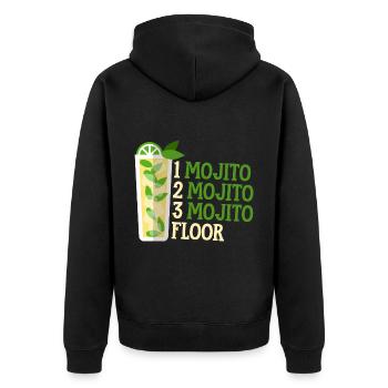 One Mojito Two Mojito Three Mojito Floor 2 - Unisex Premium Bio Zip Hoodie - Schwarz - Hinten - Nico (187cm)