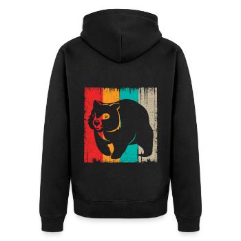 Retro Wombat Propriétaire Animaux australiens - Veste à capuche bio Premium Unisexe - noir - Dos - Nico (187cm)