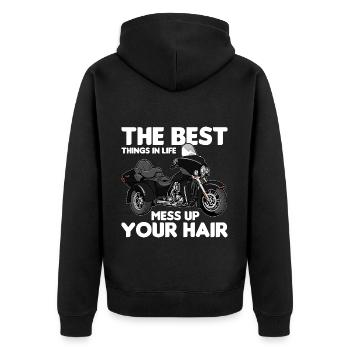Trike Echte Männer - Triker Trikes Motorrad - Unisex Premium Bio Zip Hoodie - Schwarz - Hinten - Nico (187cm)