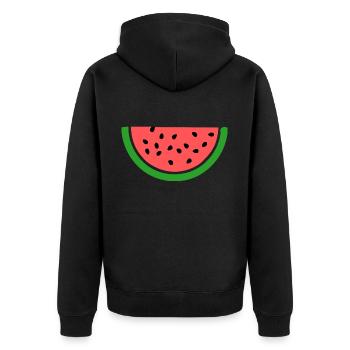 Wassermelone melone - Unisex Premium Bio Zip Hoodie - Schwarz - Hinten - Nico (187cm)