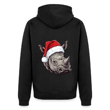 Tête de rhinocéros Noël Noël - Veste à capuche bio Premium Unisexe - noir - Dos - Nico (187cm)