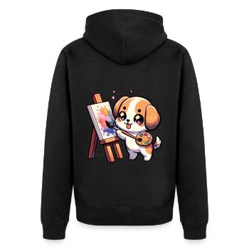 Hund Malerei Künstlerischer Welpe Strampler Design - Unisex Premium Bio Zip Hoodie - Schwarz - Hinten - Nico (187cm)