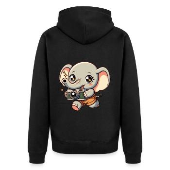 Elefantenfotografie Kleiner Shutterbug Elefant - Unisex Premium Bio Zip Hoodie - Schwarz - Hinten - Nico (187cm)