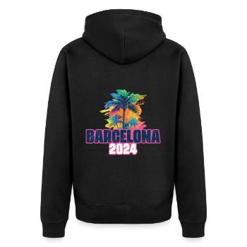 Barcelona 2024 Holiday Palm Blob - Unisex Premium Organic Zip Hoodie - black - Back - Nico (187cm)