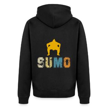 Sumo - Unisex Premium Bio Zip Hoodie - Schwarz - Hinten - Nico (187cm)