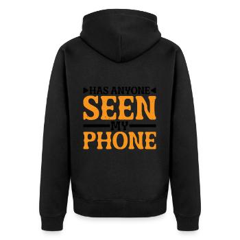 Has Anyone Seen My Phone 16 - Unisex Premium Bio Zip Hoodie - Schwarz - Hinten - Nico (187cm)