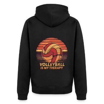 Volleyball - Unisex Premium Bio Zip Hoodie - Schwarz - Hinten - Nico (187cm)