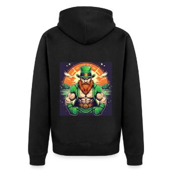 St. Patrick’s Day Trèfle Bodybuilding - Veste à capuche bio Premium Unisexe - noir - Dos - Nico (187cm)