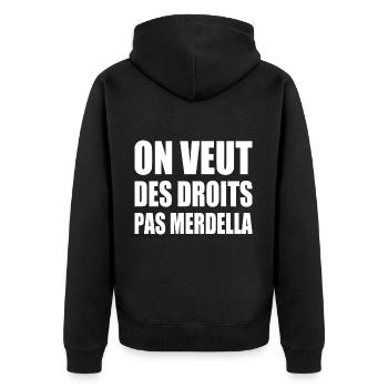on veut des droits pas merdella - Veste à capuche bio Premium Unisexe - noir - Dos - Nico (187cm)