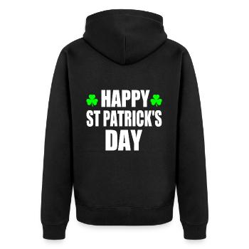 happy st patrick's day - Unisex Premium Organic Zip Hoodie - black - Back - Nico (187cm)