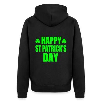happy st patrick's day - Unisex Premium Organic Zip Hoodie - black - Back - Nico (187cm)