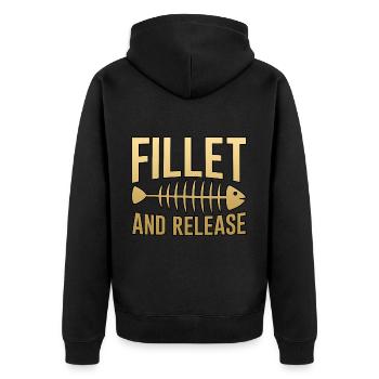 Fillet And Release 4 - Unisex Premium Bio Zip Hoodie - Schwarz - Hinten - Nico (187cm)