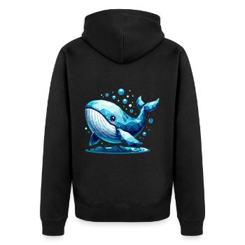 Süßer Wal mit Luftblasen im Polygon-Stil - Unisex Premium Bio Zip Hoodie - Schwarz - Hinten - Nico (187cm)