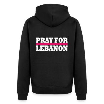 Pray for lebanon - Unisex Premium Bio Zip Hoodie - Schwarz - Hinten - Nico (187cm)