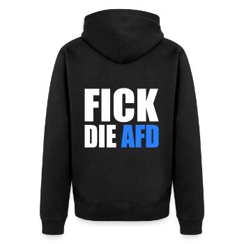 Fick die afd - Unisex Premium Bio Zip Hoodie - Schwarz - Hinten - Nico (187cm)
