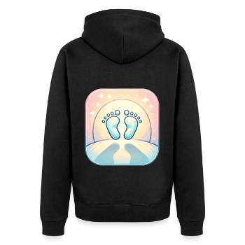 Footprints in the Sunset – Magical - Unisex Premium Organic Zip Hoodie - black - Back - Nico (187cm)