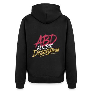 ABD All But Dissertation 8 - Unisex Premium Bio Zip Hoodie - Schwarz - Hinten - Nico (187cm)