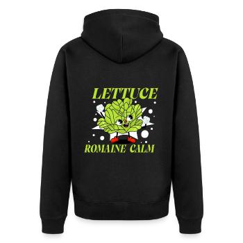 Salat Romaine Calm – Lustiger Salat - Unisex Premium Bio Zip Hoodie - Schwarz - Hinten - Nico (187cm)