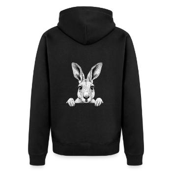 Känguru - Unisex Premium Bio Zip Hoodie - Schwarz - Hinten - Nico (187cm)