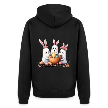 Bunny Ghosts - Unisex Premium Organic Zip Hoodie - black - Back - Nico (187cm)
