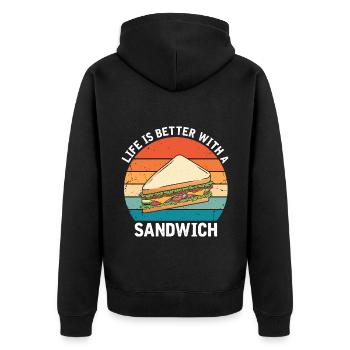 La vie est meilleure avec Sandwich Food BBQ - Veste à capuche bio Premium Unisexe - noir - Dos - Nico (187cm)