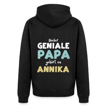 Dieser Geniale Papa Gehört Zu An... - Unisex Premium Bio Zip Hoodie - Schwarz - Hinten - Nico (187cm)
