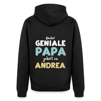 Dieser Geniale Papa Gehört Zu An... - Unisex Premium Bio Zip Hoodie - Schwarz - Hinten - Nico (187cm)