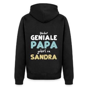 Dieser Geniale Papa Gehört Zu Sa... - Unisex Premium Bio Zip Hoodie - Schwarz - Hinten - Nico (187cm)