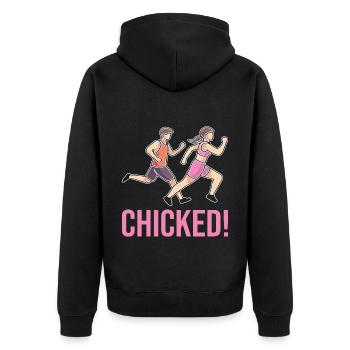 Marathon - Unisex Premium Bio Zip Hoodie - Schwarz - Hinten - Nico (187cm)