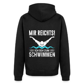 Mir Reichts Ich Geh Schwimmen - Unisex Premium Bio Zip Hoodie - Schwarz - Hinten - Nico (187cm)