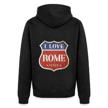 Rom Rome Italien Stadt I Love Vintage Retro - Unisex Premium Bio Zip Hoodie - Schwarz - Hinten - Nico (187cm)