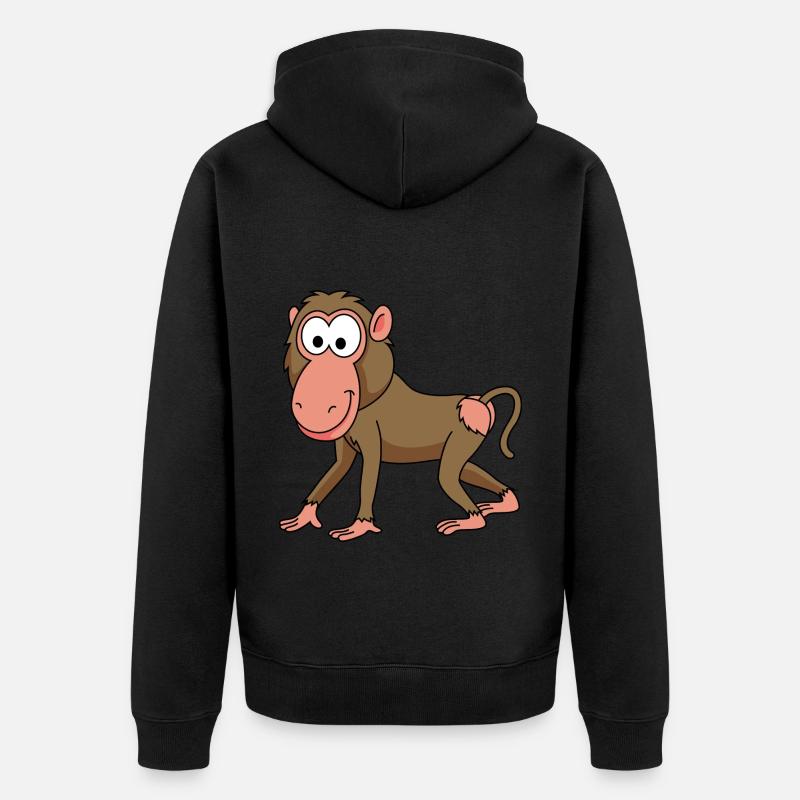 Monkey affe comic - Unisex Premium Bio Zip Hoodie - Schwarz