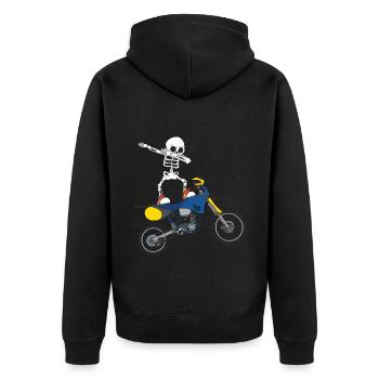 Dabbing Skelett Motocross Motorradfahrer Biker - Unisex Premium Bio Zip Hoodie - Schwarz - Hinten - Nico (187cm)