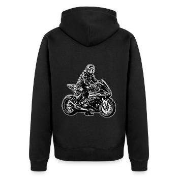 Motorcycle Lifestyle / Motorrad / Motorräder biker - Unisex Premium Bio Zip Hoodie - Schwarz - Hinten - Nico (187cm)