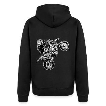 Supermoto / Supermotard / Supermoto Wheelie Biker - Unisex Premium Organic Zip Hoodie - black - Back - Nico (187cm)