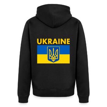 Ukraine - Unisex Premium Bio Zip Hoodie - Schwarz - Hinten - Nico (187cm)