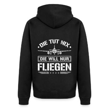 Die Tut Nix Fliegen Berufspilot Flugzeug Pilotin - Unisex Premium Bio Zip Hoodie - Schwarz - Hinten - Nico (187cm)