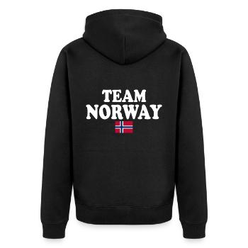 Team norway - Unisex Premium Organic Zip Hoodie - black - Back - Nico (187cm)