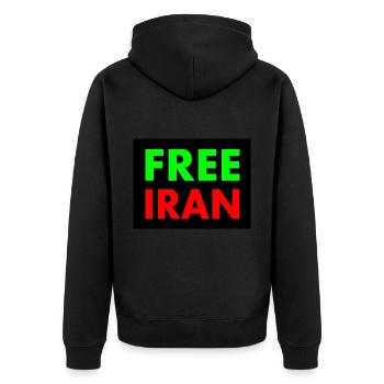 Free iran - Unisex Premium Bio Zip Hoodie - Schwarz - Hinten - Nico (187cm)