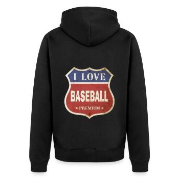 Baseball I Love Vintage Retro Shield Route Sport - Unisex Premium Organic Zip Hoodie - black - Back - Nico (187cm)