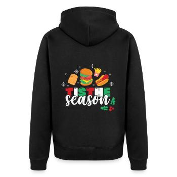 Tis the Season Fastfood Christmas - Unisex Premium Bio Zip Hoodie - Schwarz - Hinten - Nico (187cm)
