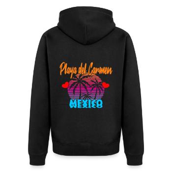 Playa Del Carmen Mexico - Unisex Premium Bio Zip Hoodie - Schwarz - Hinten - Nico (187cm)