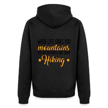 When Life Gives You Mountains 2 - Unisex Premium Organic Zip Hoodie - black - Back - Nico (187cm)
